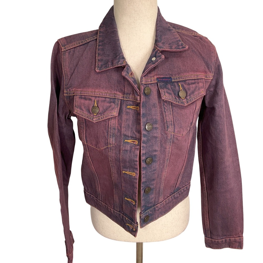 Polo Jeans Co Ralph Lauren Womens Small Purple Acid Wash Trucker WW1775 Denim‎